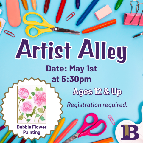 Artist Alley May 1st at 5:30pm Bubble Flower Painting