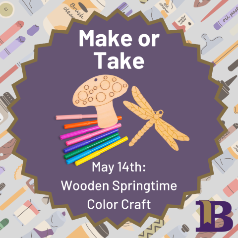 Make or Take May 14th Springtime Wooden Color Craft