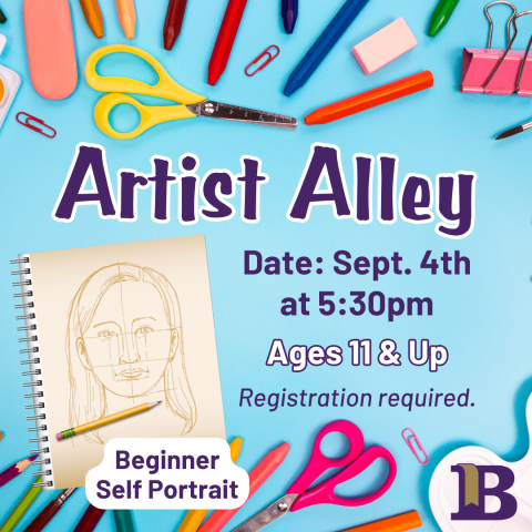 Artist Alley September 4th at 5:30pm Beginner Self Portrait