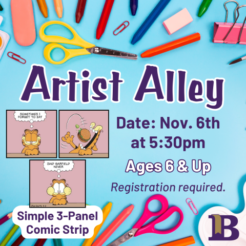 Artist Alley November 6th at 5:30pm Simple 3-Panel Comic Strip