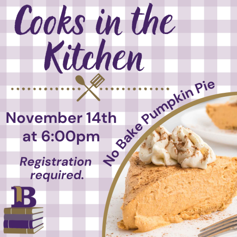 Cooks in the Kitchen November 14th at 6:00pm No Bake Pumpkin Pie