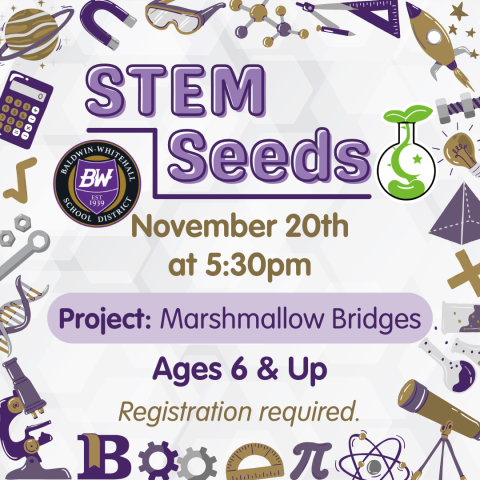 STEM Seeds November 20th at 5:30pm Ages 6 & Up Registration required.