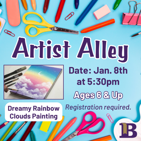 Artist Alley January 8th at 5:30pm Dreamy Rainbow Clouds Painting