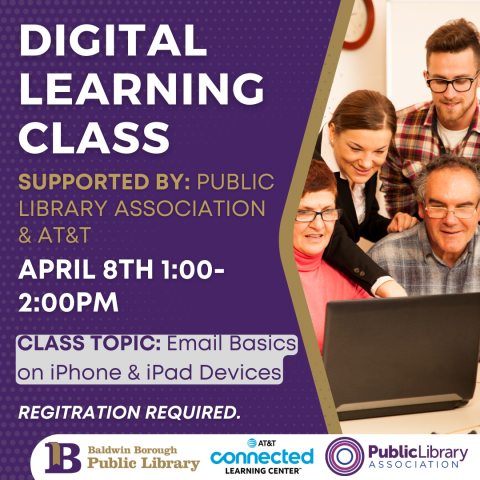 Digital Learning Class April 8th at 1:00pm Registration required.