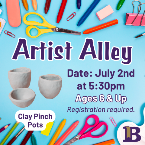 Artist Alley July 2nd at 5:30pm Clay Pinch Pots