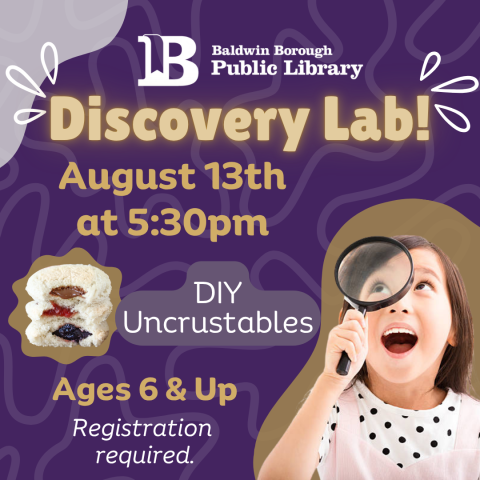 Discovery Lab! August 13th at 5:30pm Registration required.