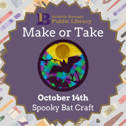 Make or Take October 14th Spooky Bat Craft