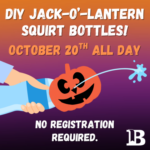 DIY Jack-o'-Lantern Squirt Bottles! October 20th All Day No registration.
