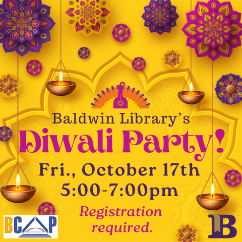 Diwali Party! Friday, October 17th 5-7pm Registration required.