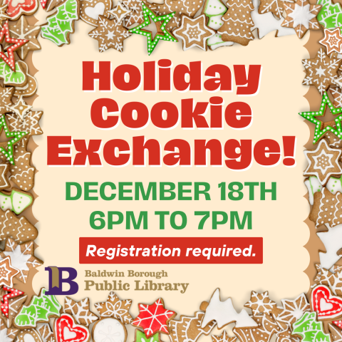 Holiday Cookie Exchange! December 18th at 6:00pm Registration required.