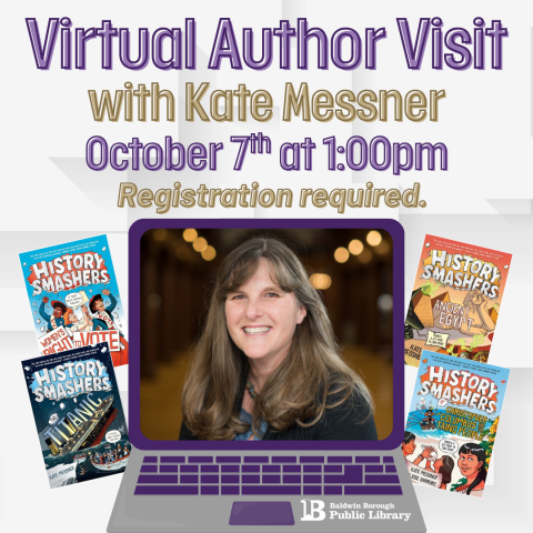 Virtual Author Visit with Kate Messner October 2nd at 1:00pm Registration required.