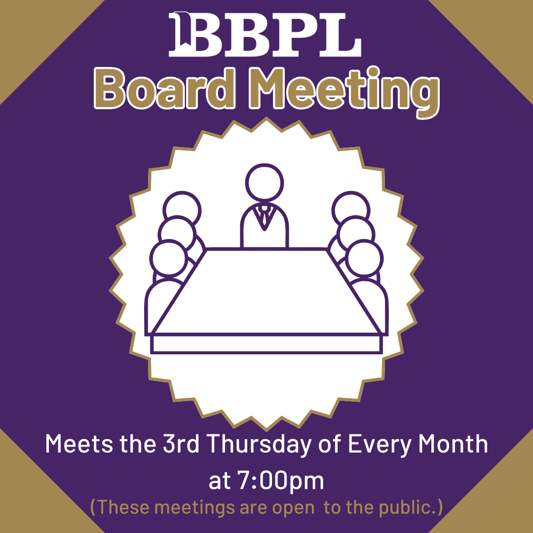 Baldwin Library Board Meeting the Third Thursday of Each Month at 7:00pm