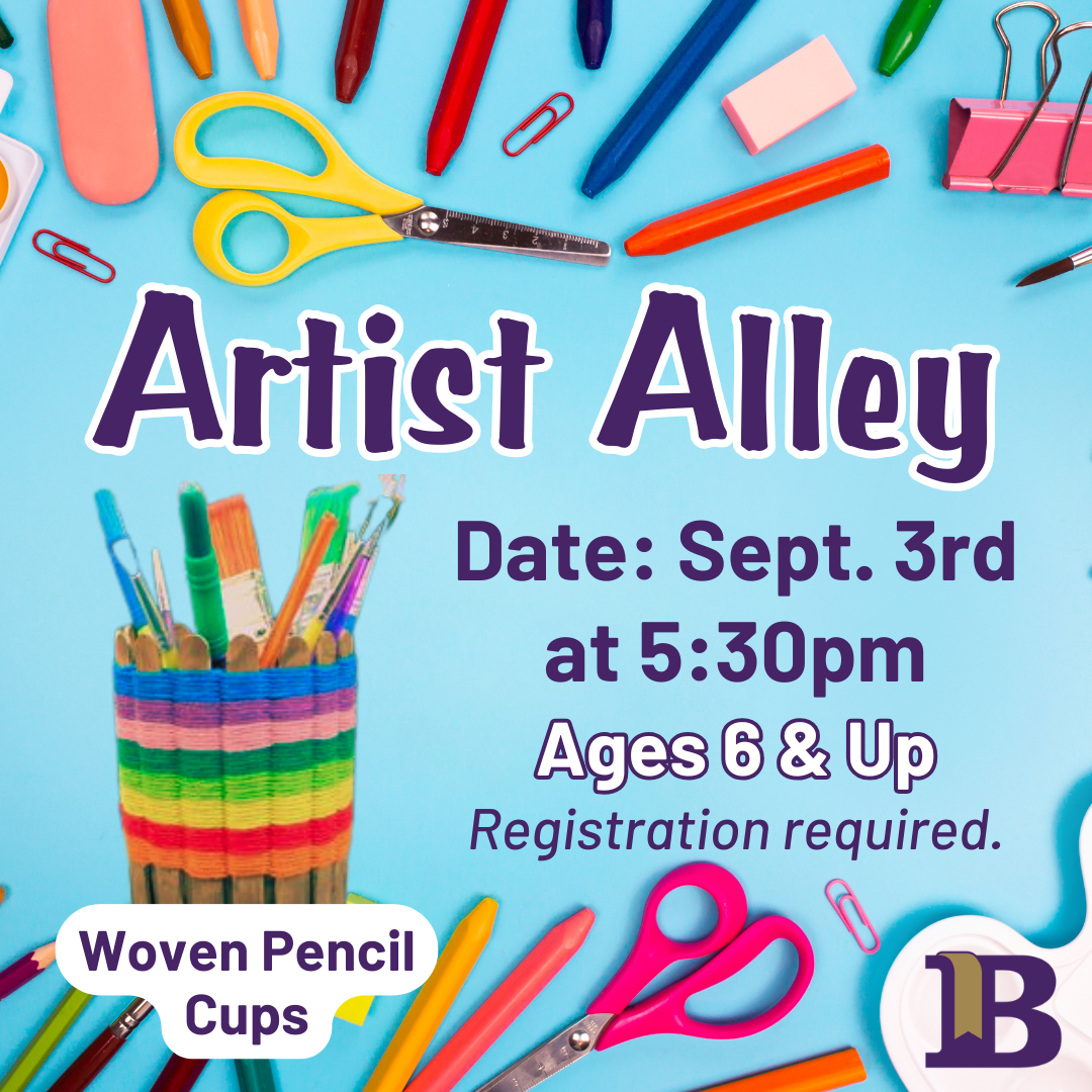 Artist Alley September 3rd at 5:30pm Ages 6 & Up Woven Pencil Cups