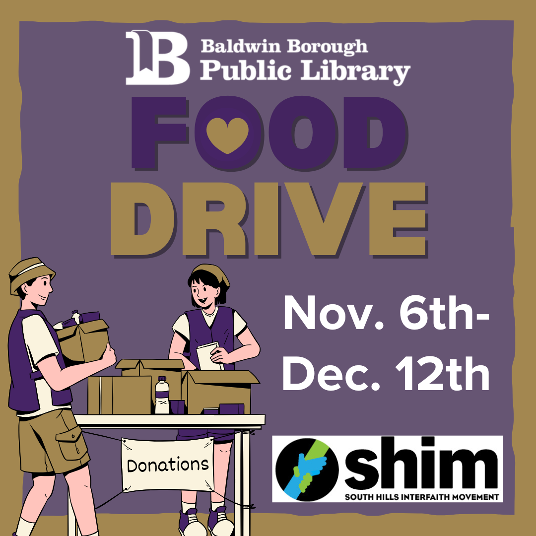 Baldwin Library Food Drive November 6th to December 12th